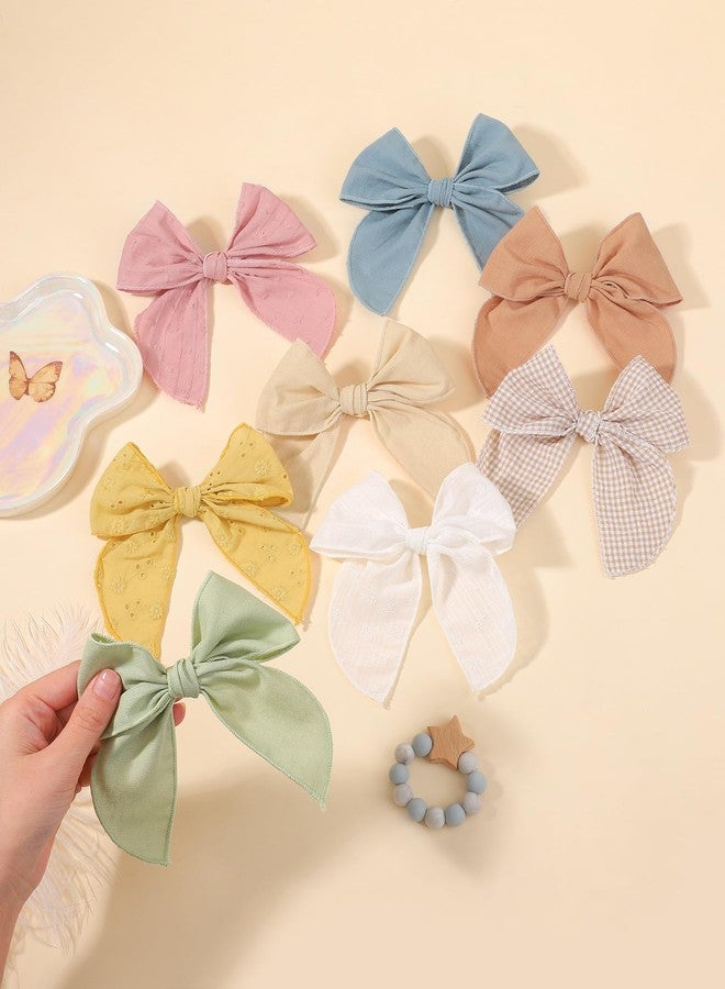 doboi 8PCS Baby Girls Hair Clips Fable Hair Bows Cotton Linen Bows for Girls Hair Accessories for Baby Toddlers Kids Child - Image 4